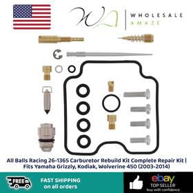 26-1365 All Balls Racing Carburetor Rebuild Kit Complete Repair Fits Yamah