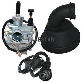Carbstar 735106403683 Carburetor With Rubber Intake Airbox Boot For 1987-2006 Suzuki Lt-80 Quadsport 80