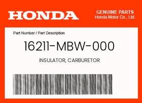 16211-mbw-000 Honda Genuine Insulator Carburetor -