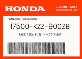 17500-kzz-900zb Honda Genuine Tank Assy. Fuel Nh105 Mat -