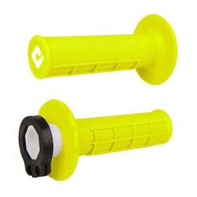 H36hwy Odi V2 Half Waffle Mx Lock-on Grips Fluorescent Yellow For Atv/utv