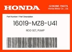 Honda Genuine Rod Set, Pump 16019-MZ8-U41. Fixed Price $7.01.