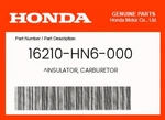 Honda Genuine Insulator, Carburetor 16210-HN6-000. Fixed Price $51.66.