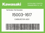 Kawasaki Genuine Carburetor-assy 15003-1617. Fixed Price $251.17.
