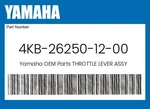 Yamaha Genuine Throttle Lever Assy 4KB-26250-12-00. Fixed Price $106.39.