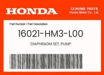 Honda Genuine Diaphragm Set, Pump 16021-HM3-L00. Fixed Price $89.41.