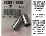 *1EA Oem Honda Dowel Pin (sold Each) X 16 ST90 S90 CT90 CT110 ATC90 (90Y). Fixed Price $6.88.