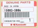 Kawasaki Carburetor Assembly (used) Part Number 15003-S006. Fixed Price $453.25.